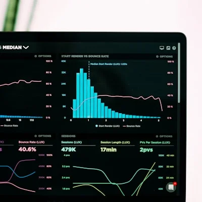 Un panel de analítica SaaS en pantalla
